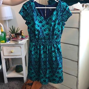 more formal blue and green dress
